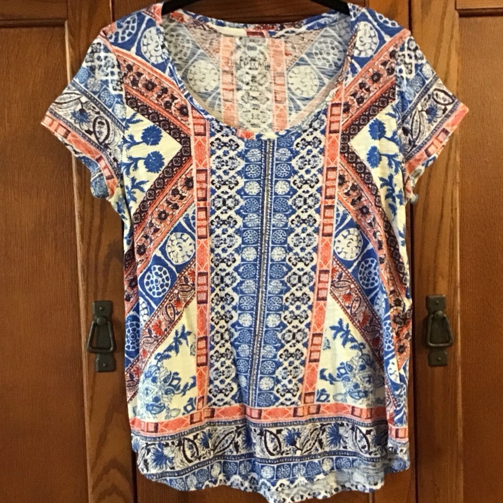 Lucky Brand Red White and Blue Carpet Tee Shirt